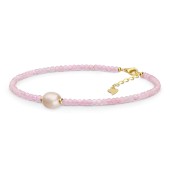 Bratara argint placat cu aur galben cu cristale roz si perla si DiAmanti CN087BY-AS
